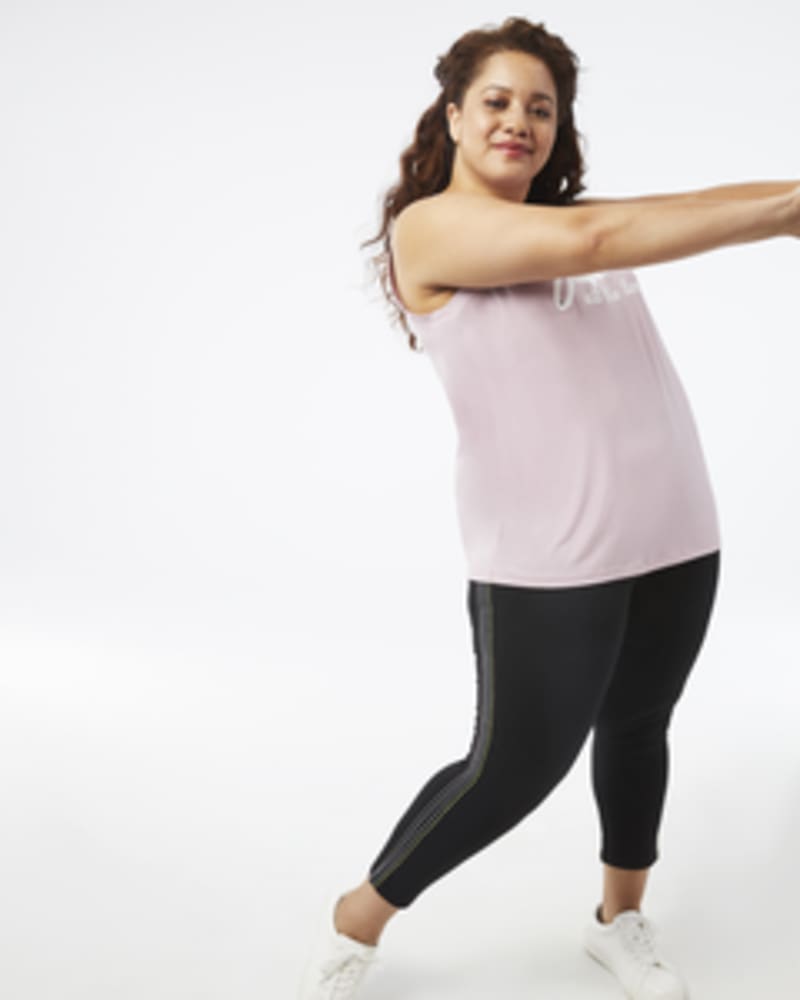 Plus size model with pear body shape wearing Rebekah Cotton-Blend Legging by Marc NY | Dia&Co | dia_product_style_image_id:161259